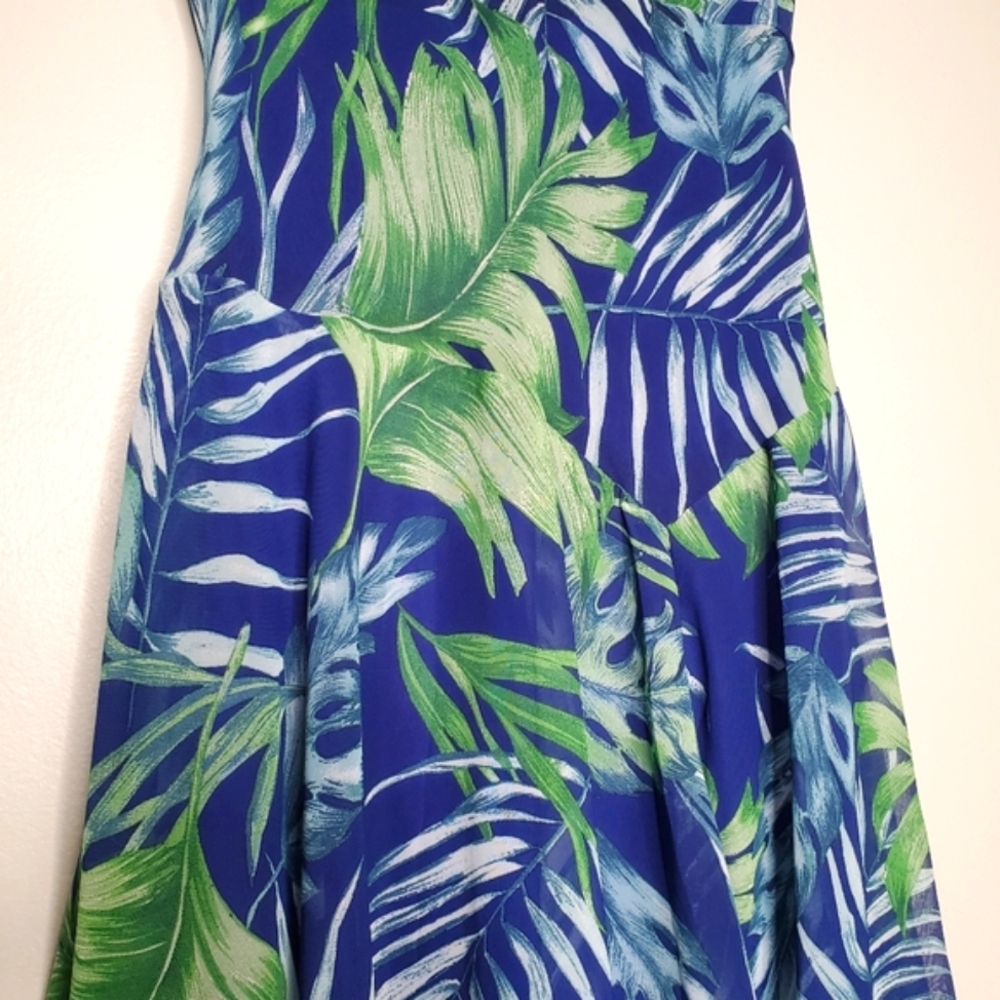 Rabbit Rabbit Rabbit Tropical Flowy V-Neck Asymmetrical Dress Size 2P - Picture 6 of 10